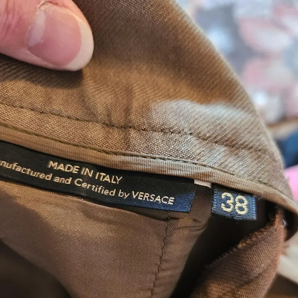 Versace Men's Khaki and Brown Trousers